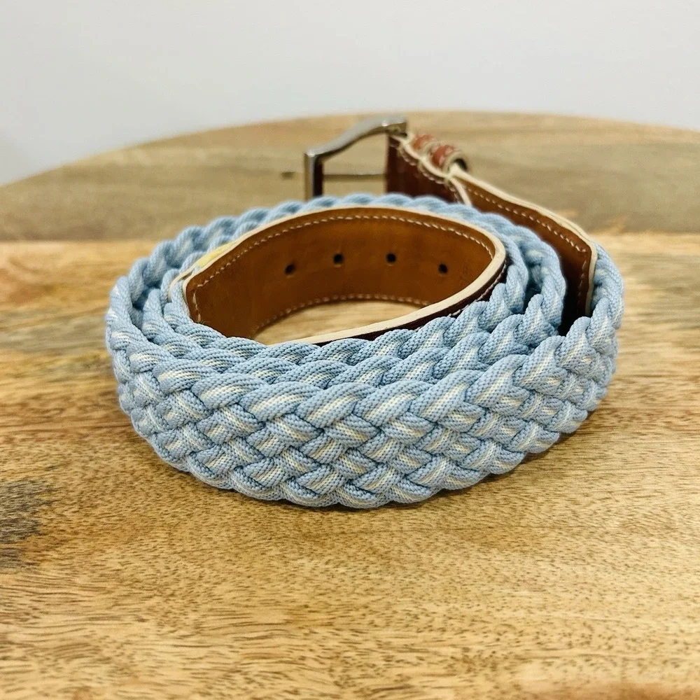 Made By Hand In Italy Jonathan Ogilvy Men's 38 Leather Woven Braided Belt